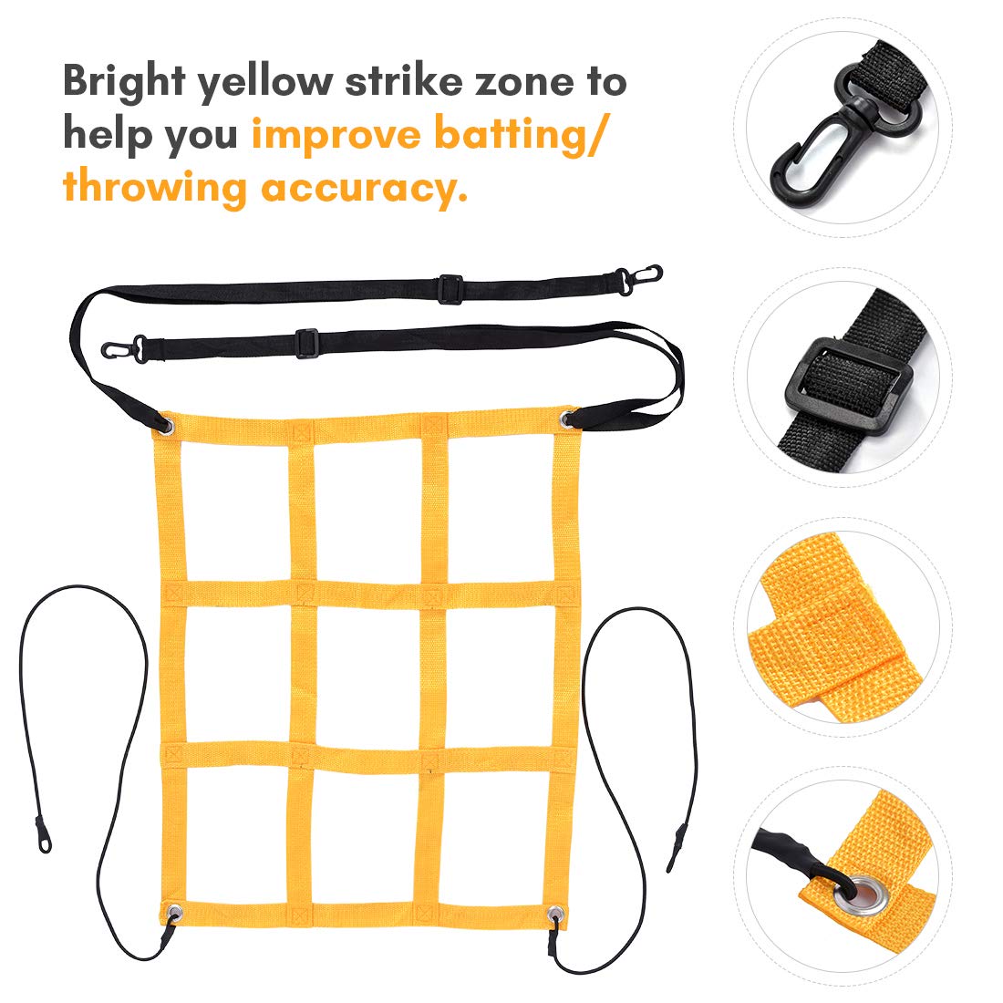Zupapa 7'x7' Baseball Softball Net Tee Caddy Practice Combo - Black