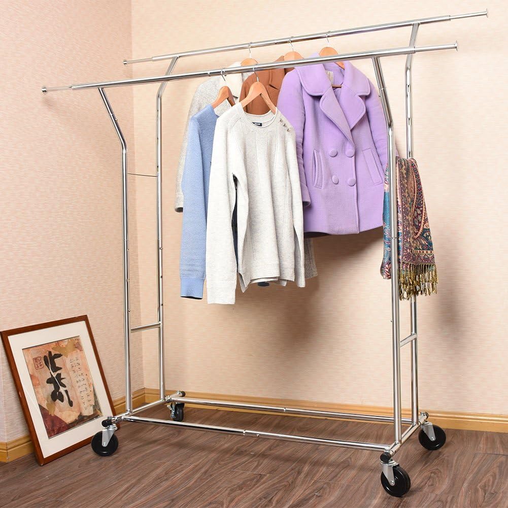 HOKEEPER Collapsible Garment Rack with Shelves