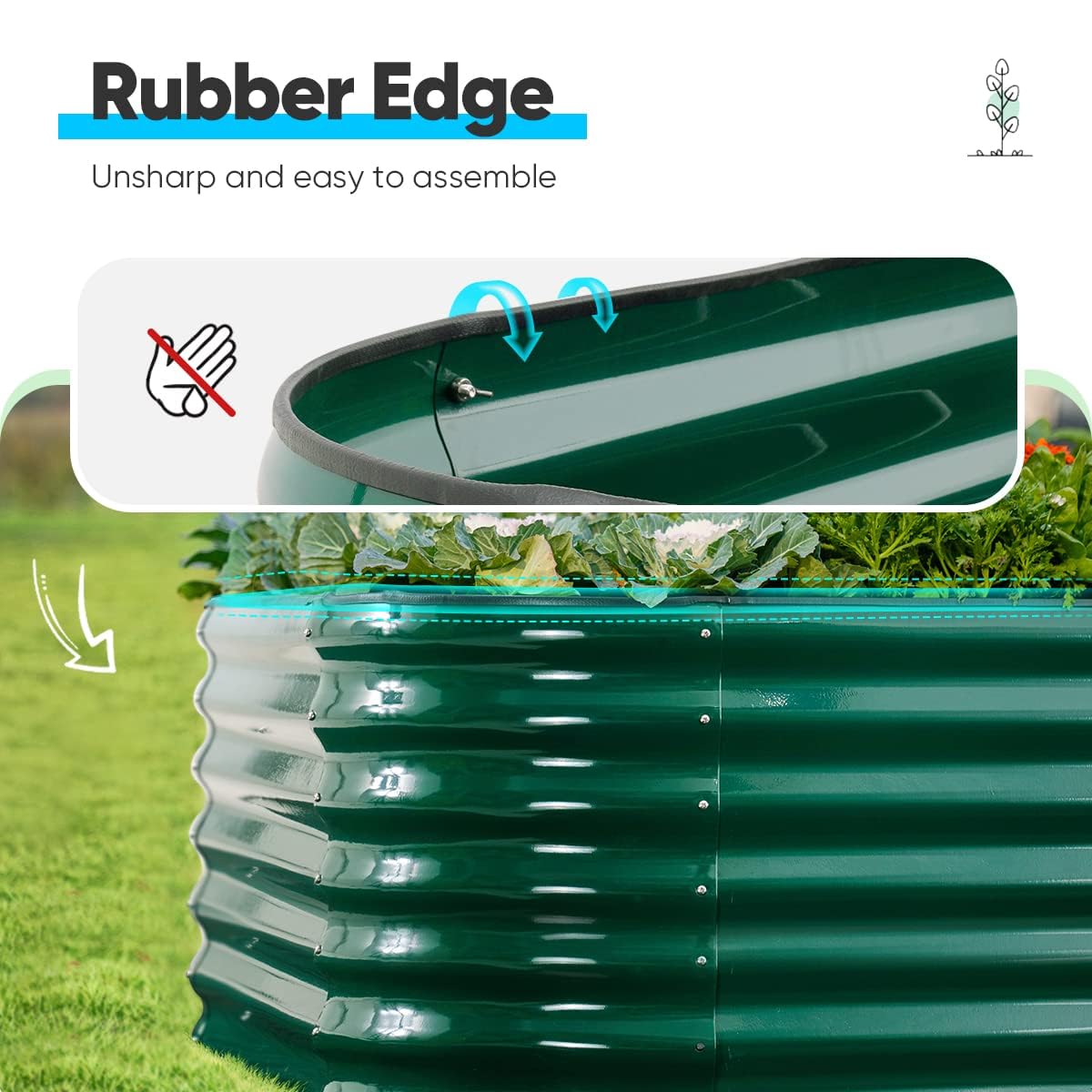 Quictent 8'x4'x2' Oval Raised Garden Bed Kit - Dark Green