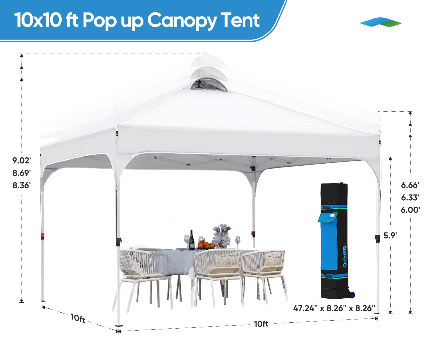 Quictent 10'x10' Instant Pop-up Canopy Tent - White
