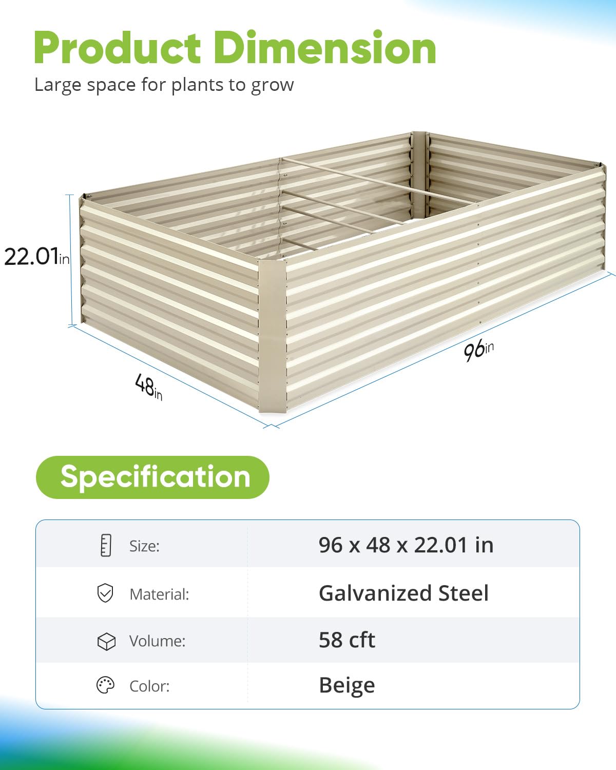 Quictent 8'x4'x2' Tall Raised Garden Bed - Beige