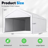 Quictent 13'x20' Reinforced Car Canopy with Removable Sidewalls