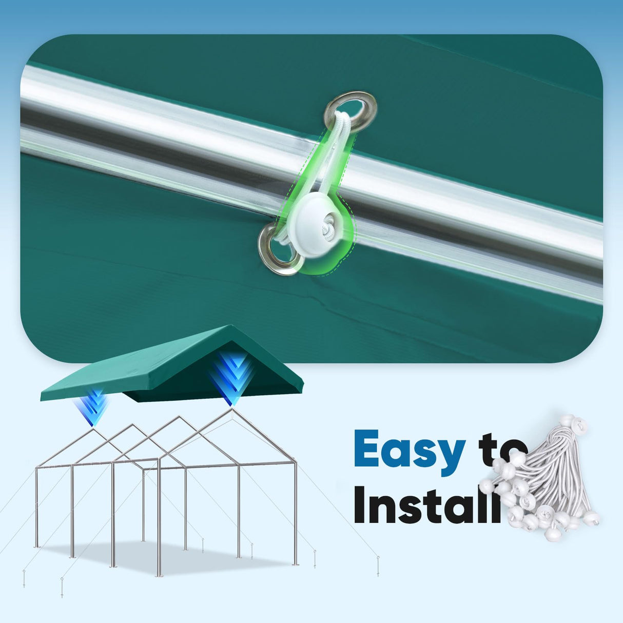 Quictent 10'x20' Carport Replacement Cover with Edge - Green