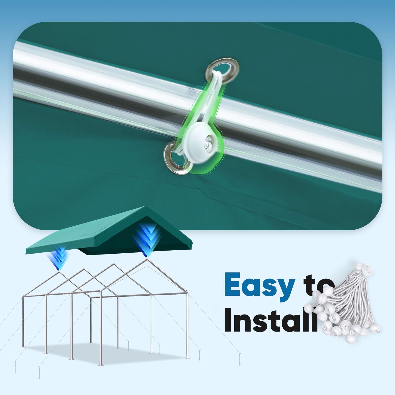 Quictent 10'x20' Carport Replacement Cover with Edge - Green