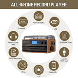 ORCC 10-in-1 Portable Bluetooth Vinyl Turntable