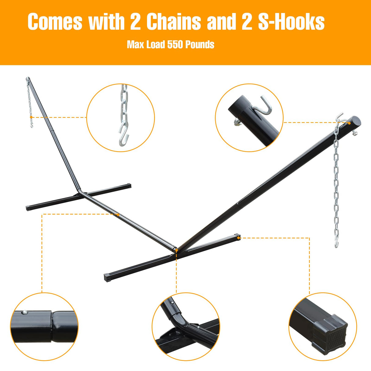 Zupapa 500LBS Steel Hammock Stand with Carrying Bag