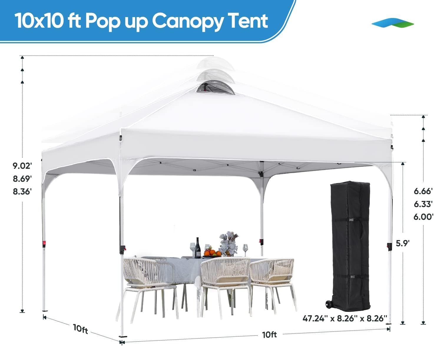 Quictent 10'x10' Easy Set up Pop up Canopy - White