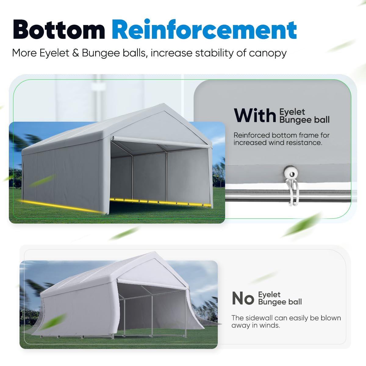 Quictent 13'x20' Galvanized Carport Shelter with Removable Sidewalls- Grey