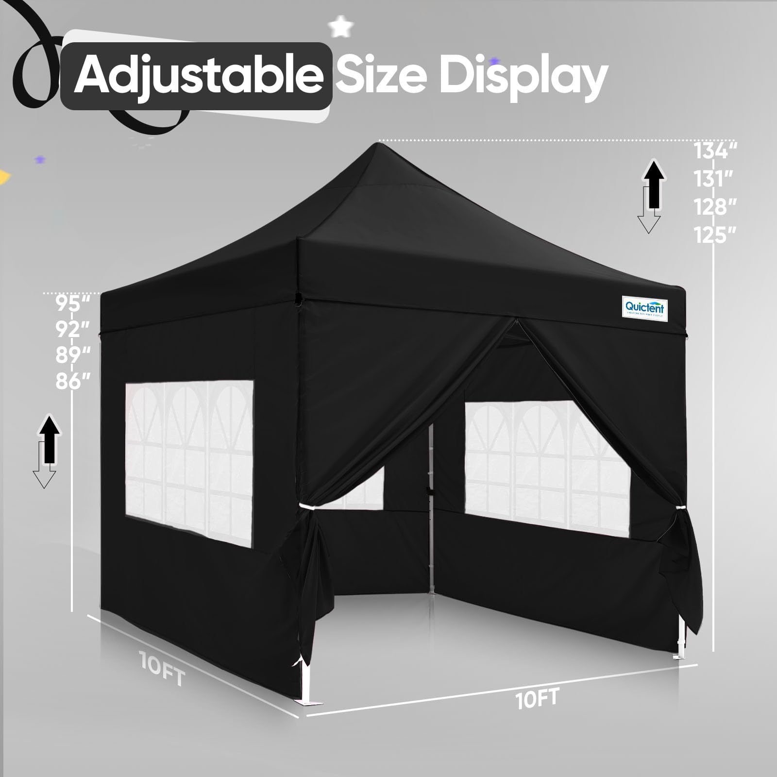 Quictent 10'x10' Heavy Duty Pop Up Canopy with Sidewalls - Black