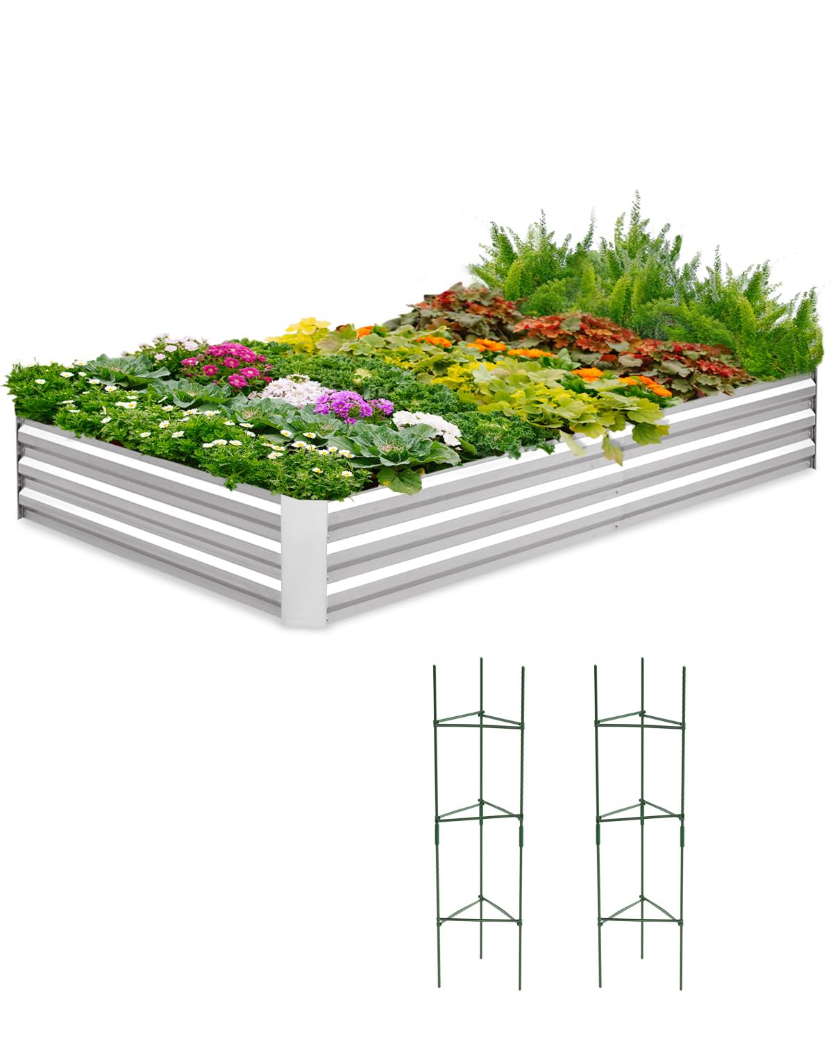 Quictent 8'x4'x1' Galvanized Raised Garden Bed