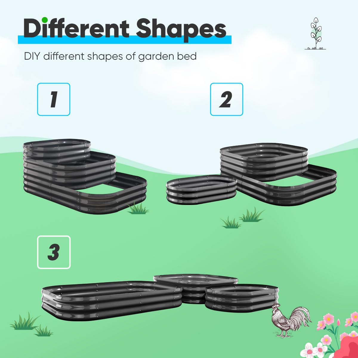 Quictent 43"x63"x31.5" Tiered Raised Garden Bed Kit