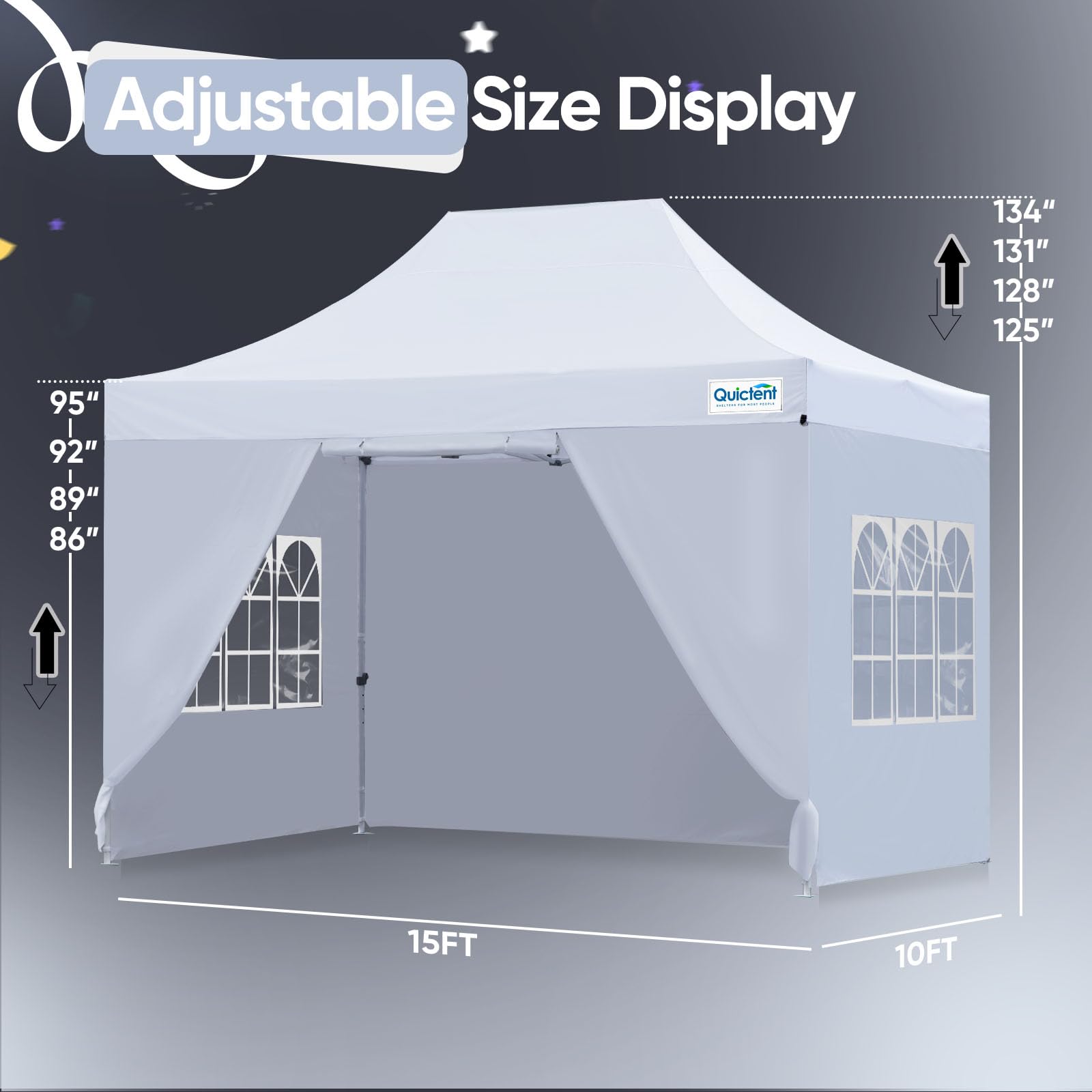 Quictent 10'x15' Heavy Duty Pop Up Canopy with Sidewalls - White