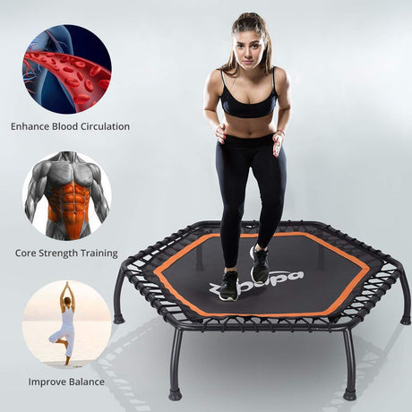 Zupapa 300LBS 40"/45" Fitness Trampoline with Adjustable Bar（No Armrests）