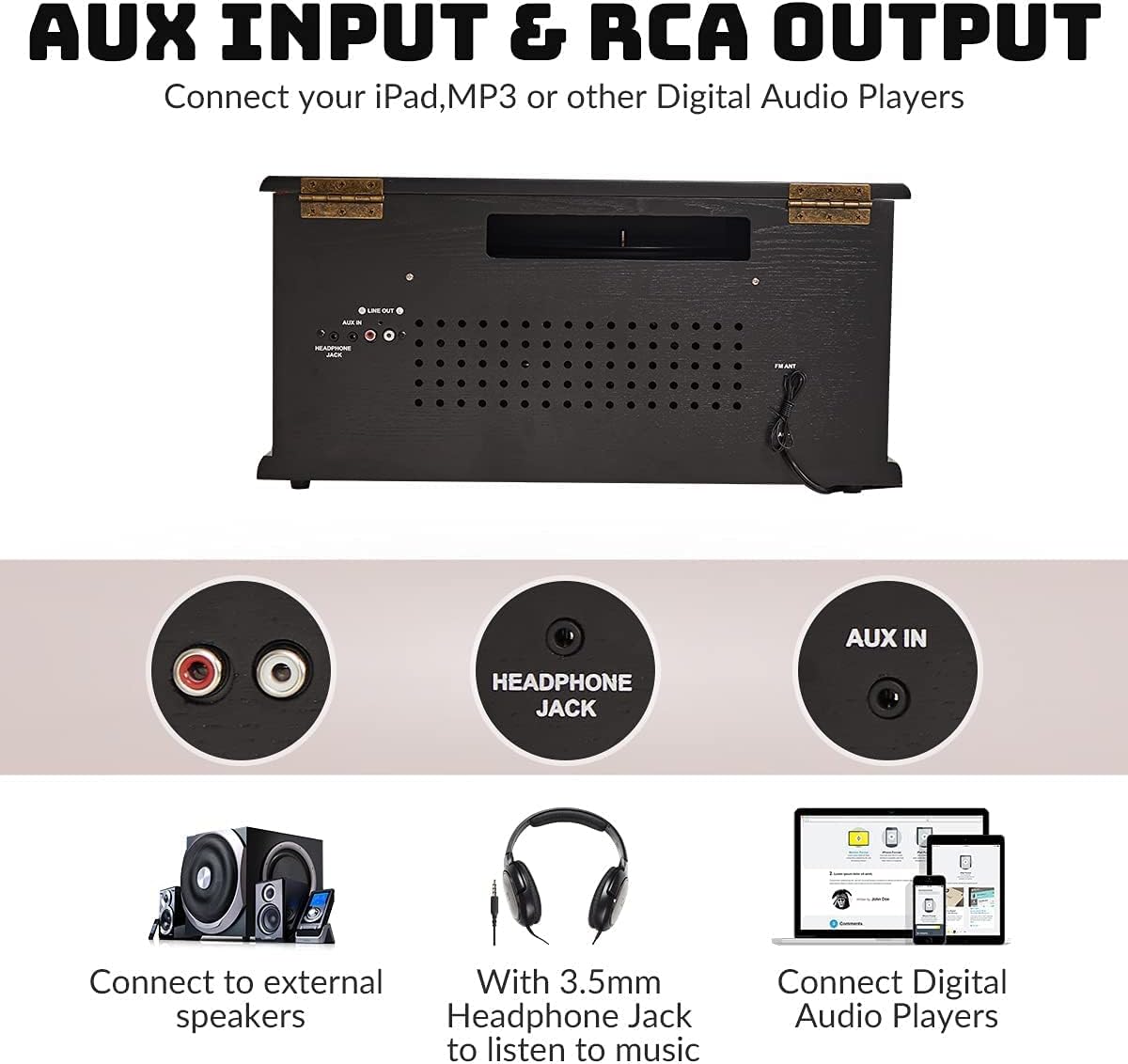 ORCC 10-in-1 Bluetooth Nostalgic Turntable Record Player