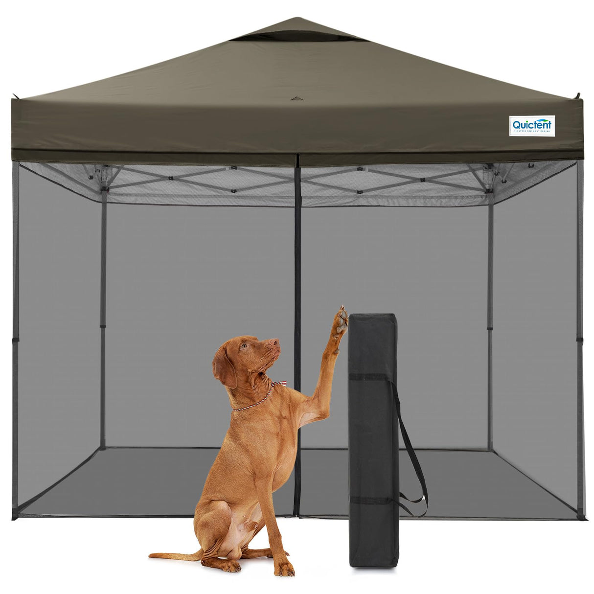Quictent 10'x10' Screened Pop-Up Canopy with Mosquito Netting - Beige