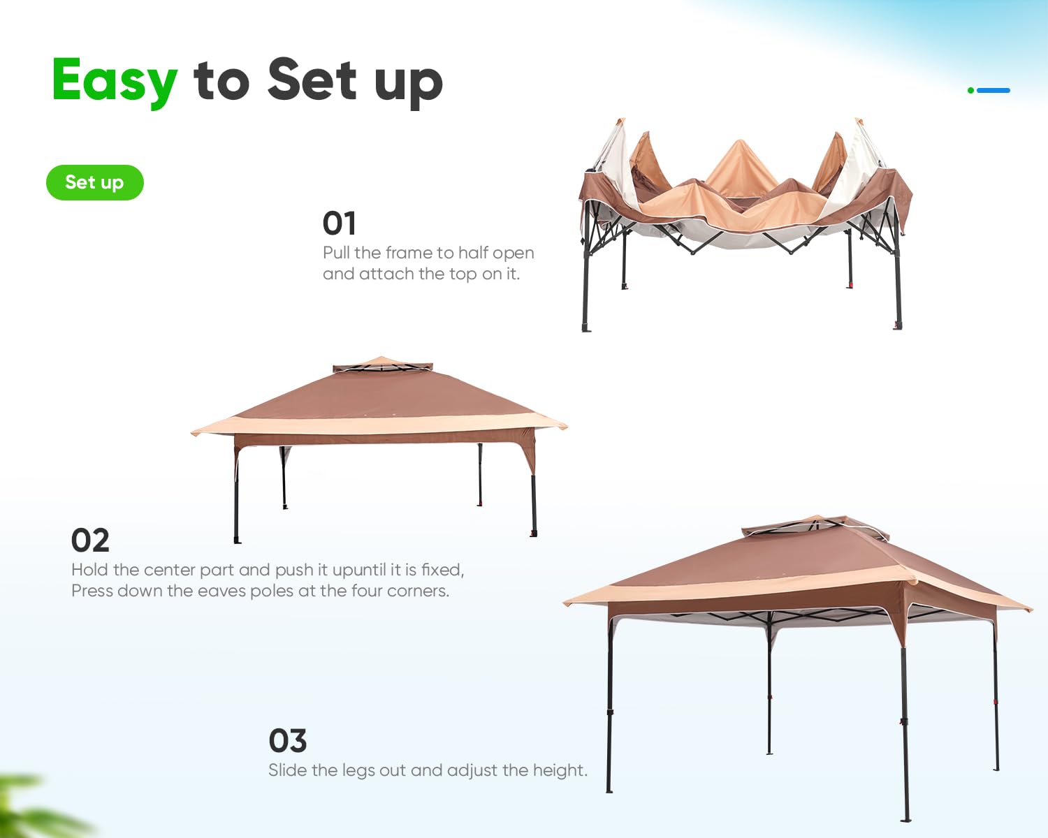 Quictent 12'x12' Pop-up Gazebo Canopy with Sun Protection - Khaki