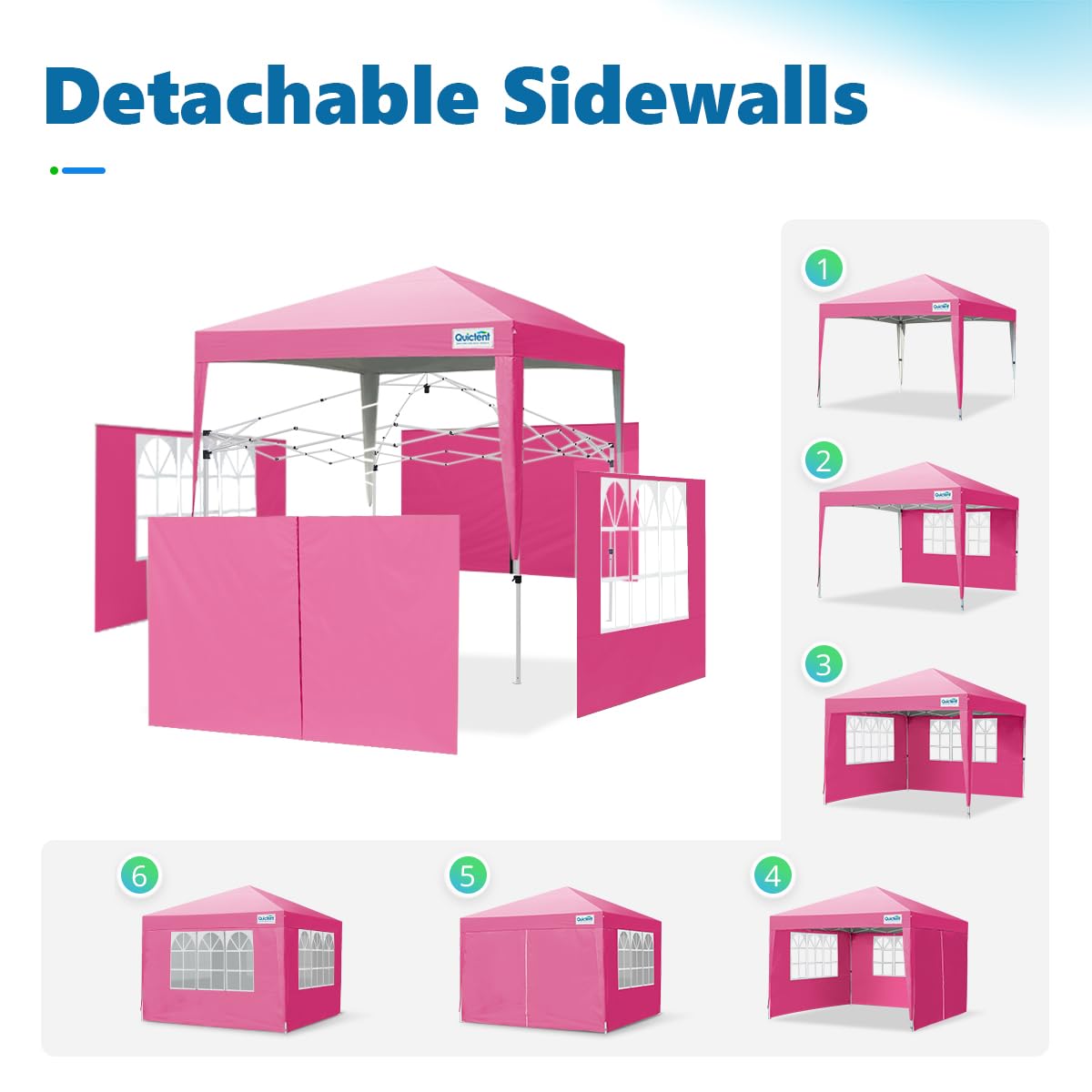 Quictent 10'x10' Pop-up Canopy Tent with 4 Detachable Sidewalls & Wheeled Bag