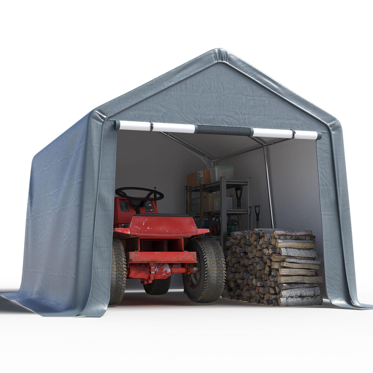 Quictent Portable Storage Shed with Roll-Up Mesh Windows - Dark Gray