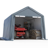 Quictent Portable Storage Shed with Roll-Up Mesh Windows - Dark Gray