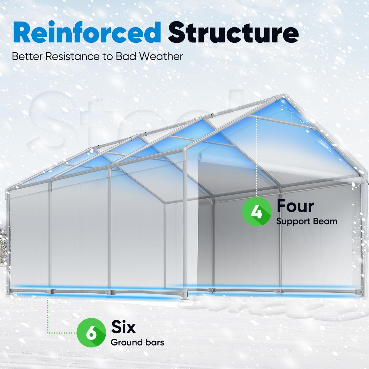 Quictent 13'x20' Galvanized Carport Shelter with Removable Sidewalls- Grey