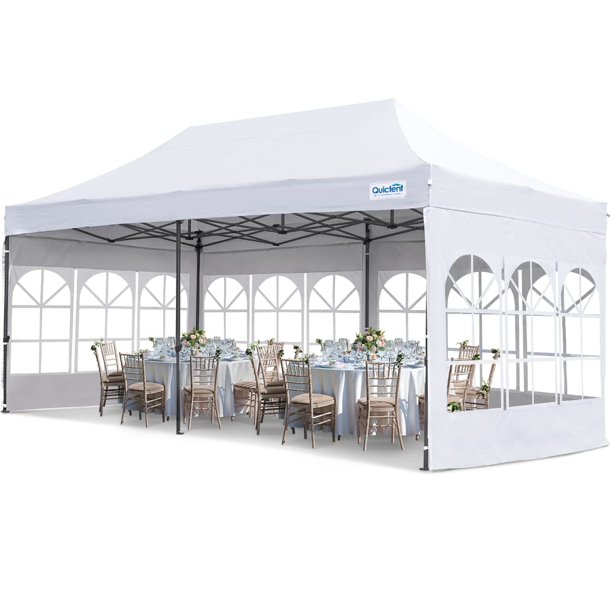 Quictent 10'x20' Heavy Duty Pop-up Canopy with Sidewalls - White
