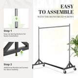 Functional and easy-to-assemble Z Base Clothes Rack with step-by-step instructions, ensuring quick installation. Perfect for organizing garments in a professional or personal setting.