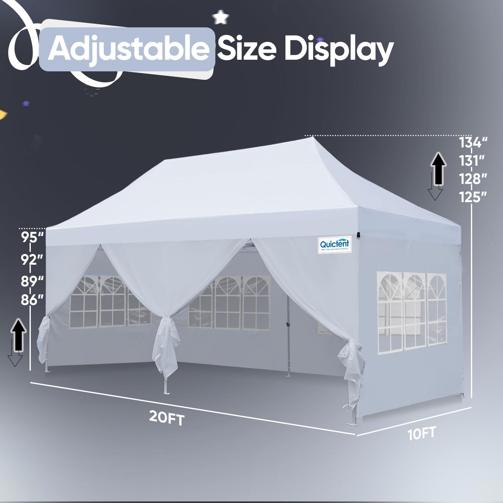 Quictent 10'x20' Heavy Duty Pop Up Canopy with Sidewalls - White