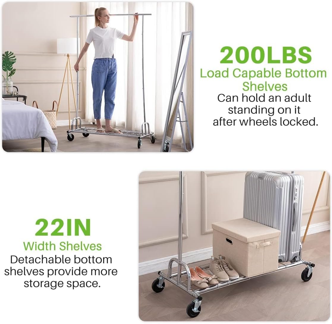 Highlight of the durable bottom shelves supporting an adult's weight, showing additional storage for bulky items like boxes and luggage.