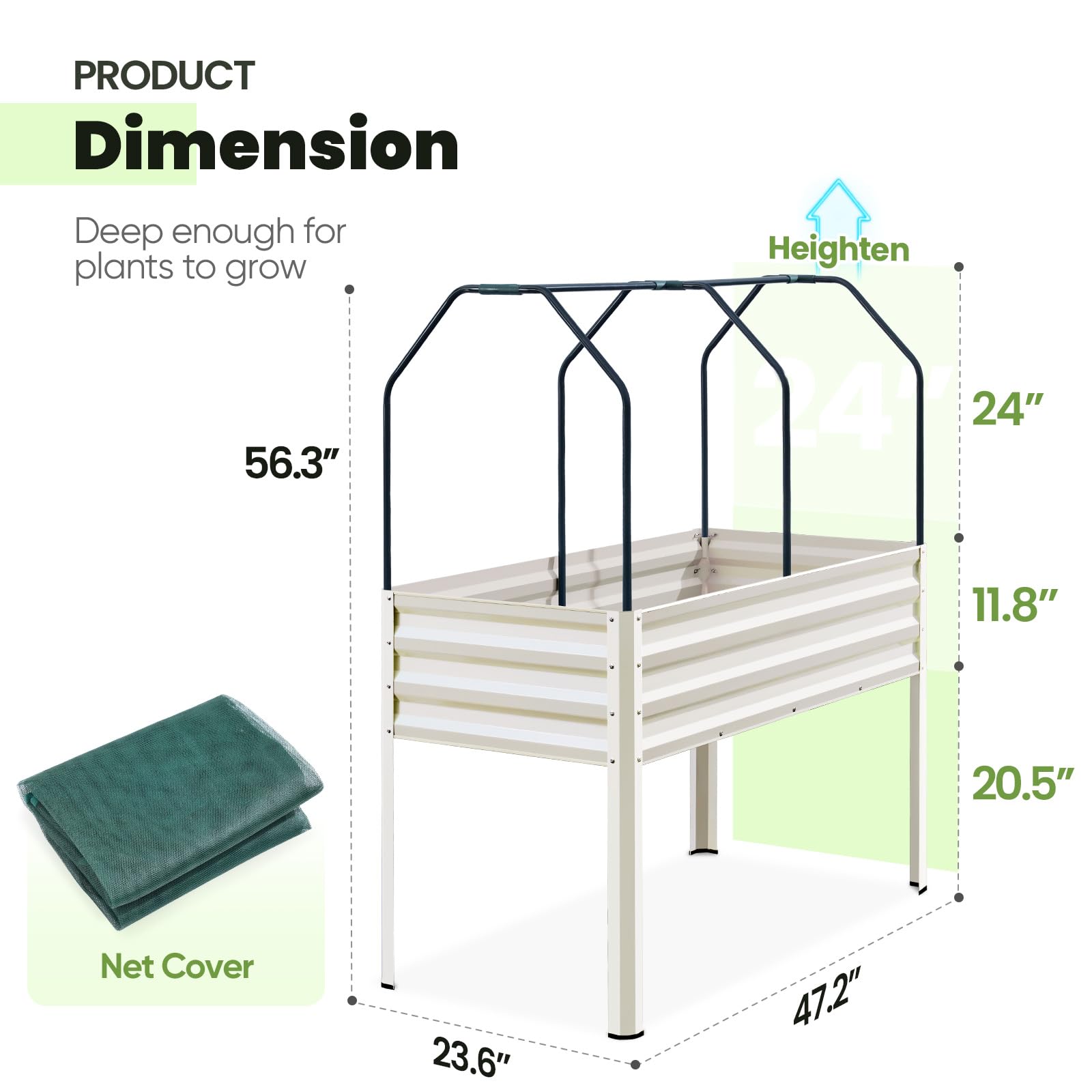 KING BIRD 48'×24"×56" Raised Garden Bed (400LBS) - Beige