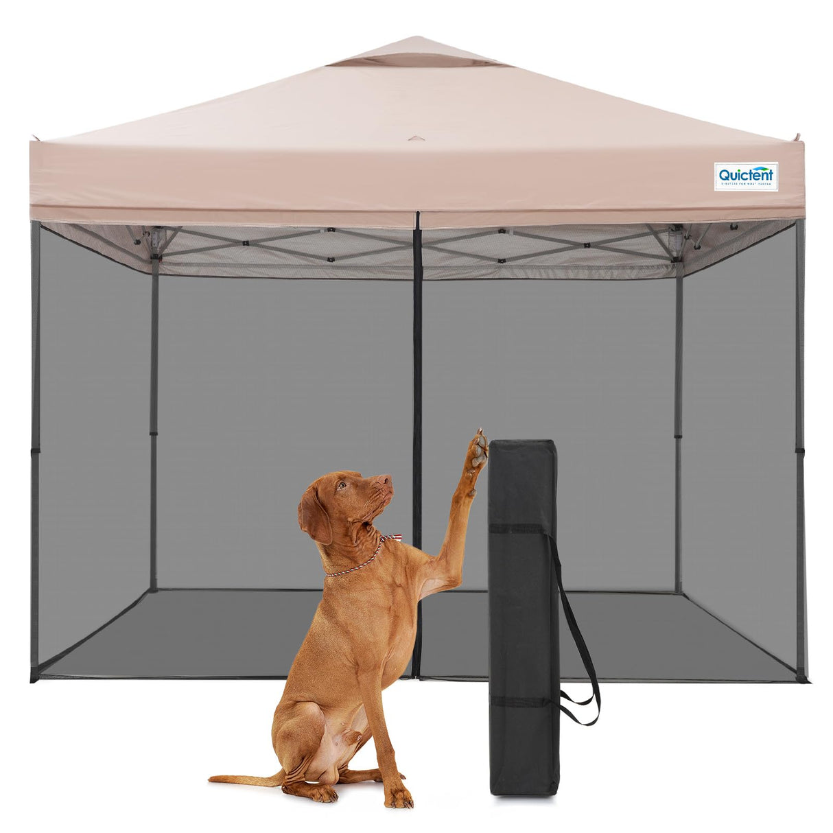 Quictent 10'x10' Screened Pop-Up Canopy with Mosquito Netting - Beige