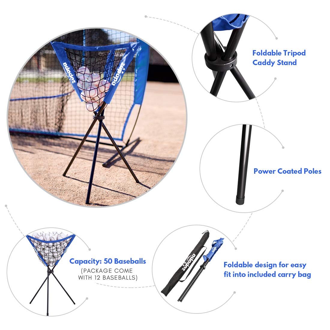Zupapa 7'x7' Baseball Softball Practice Set - Blue