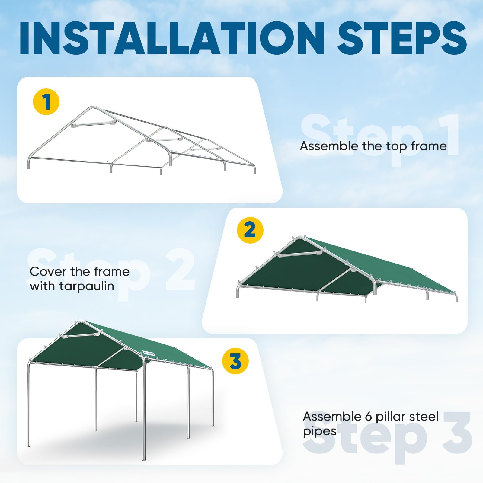 Quictent 10'x20' No-Sidewall Carport Canopy - Green