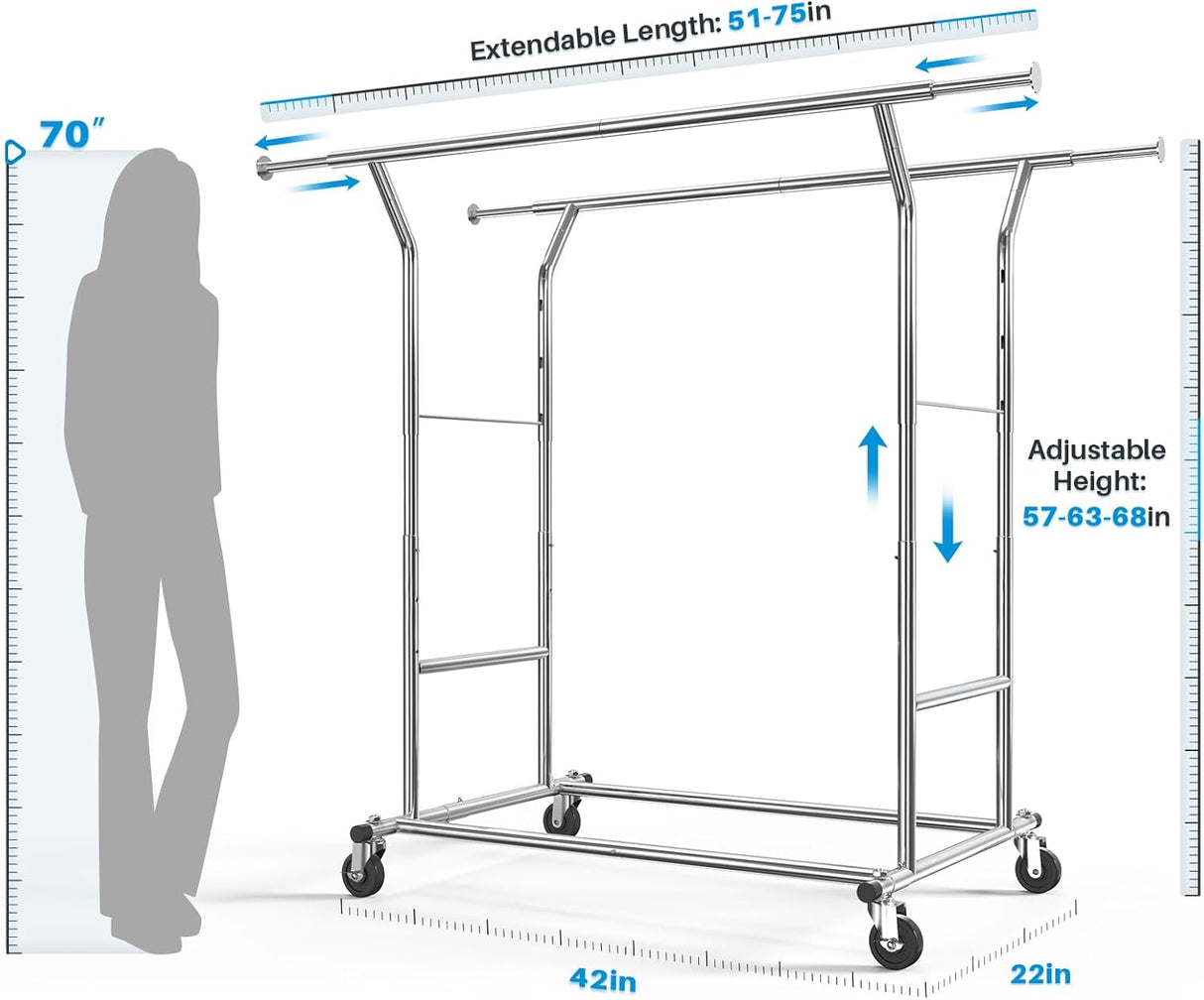 HOKEEPER Collapsible Garment Rack with Shelves