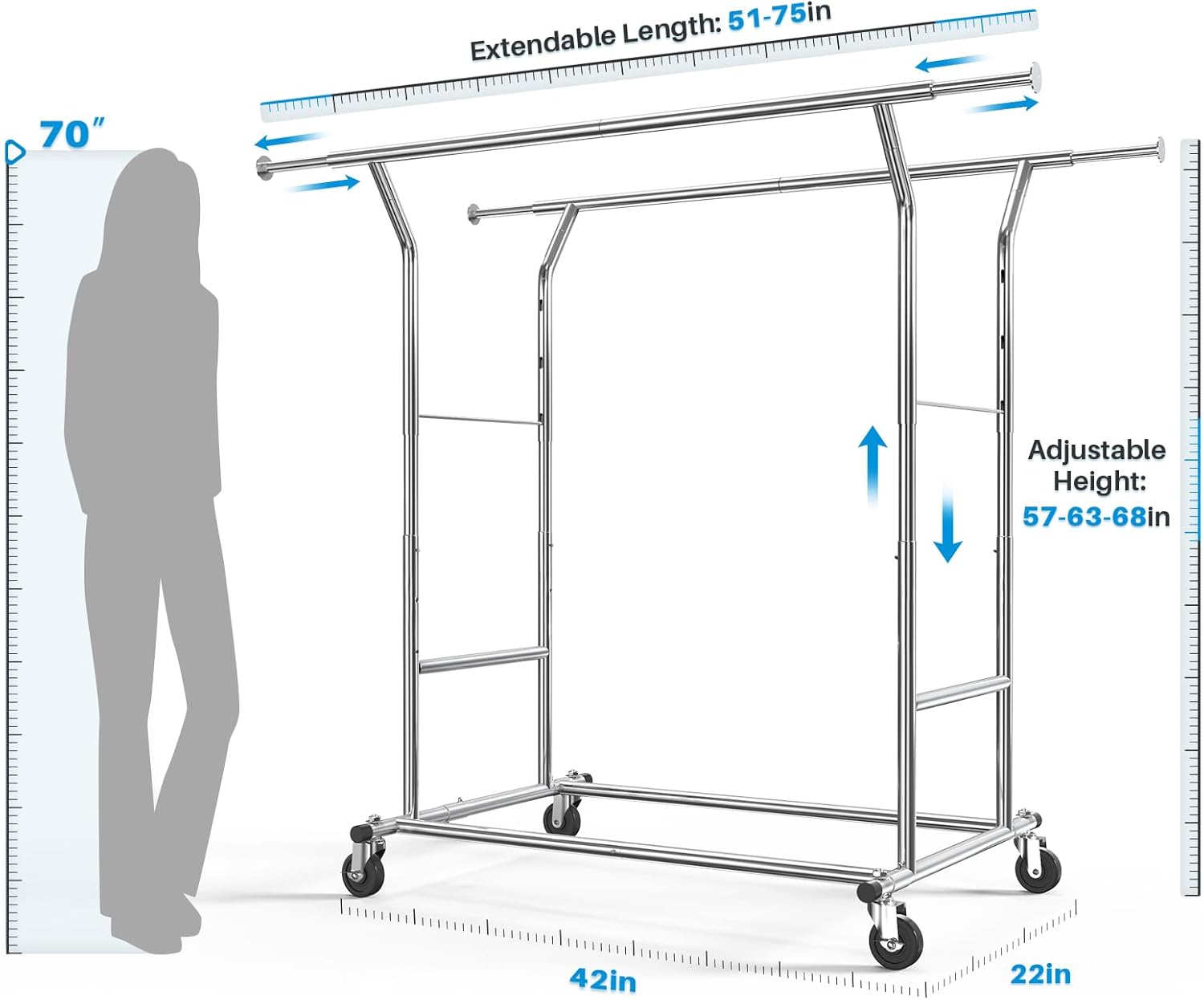 HOKEEPER Collapsible Garment Rack with Shelves