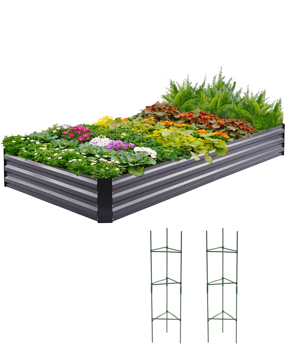 Quictent 8'x4'x1' Galvanized Raised Garden Bed