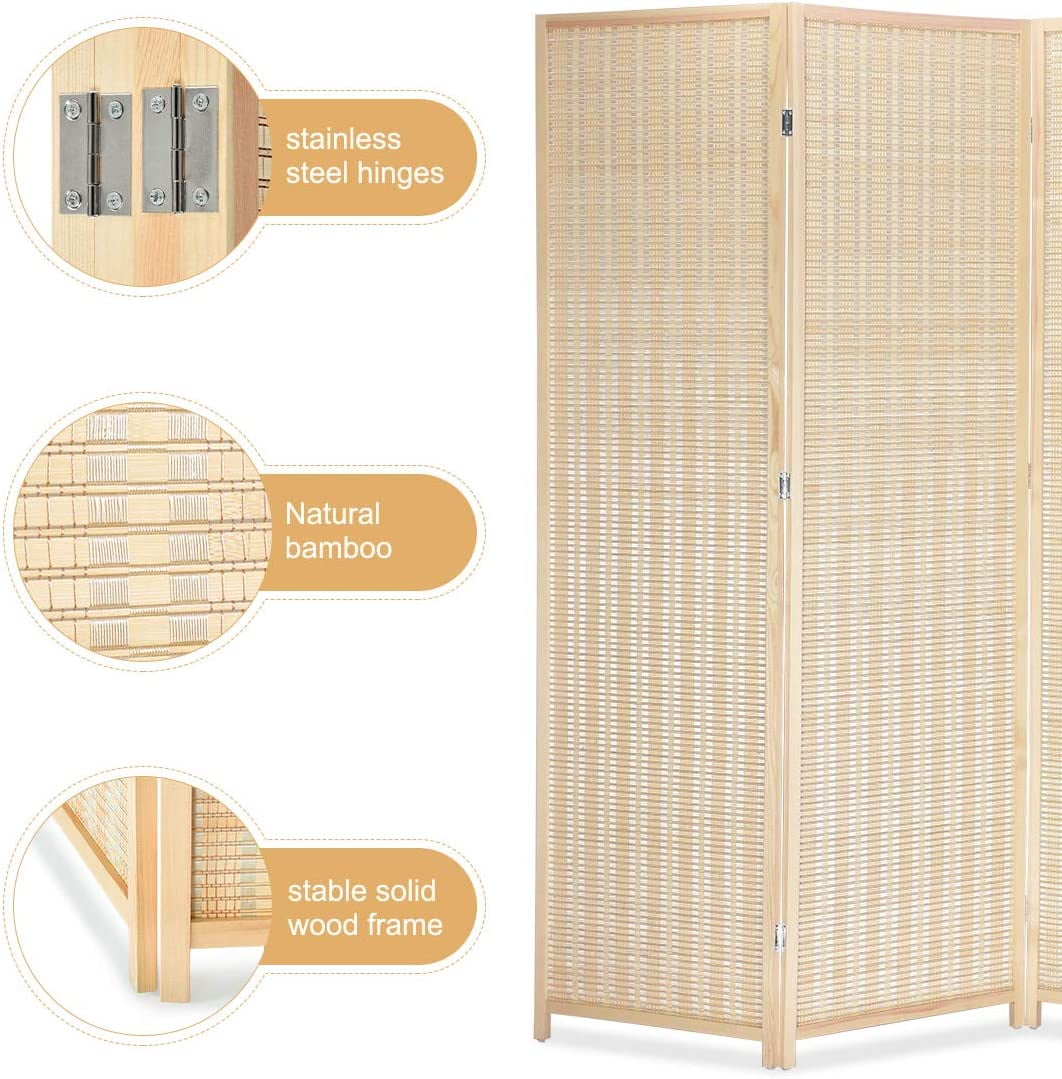 Corelax Bamboo Room Divider (5-Panel) - Beige