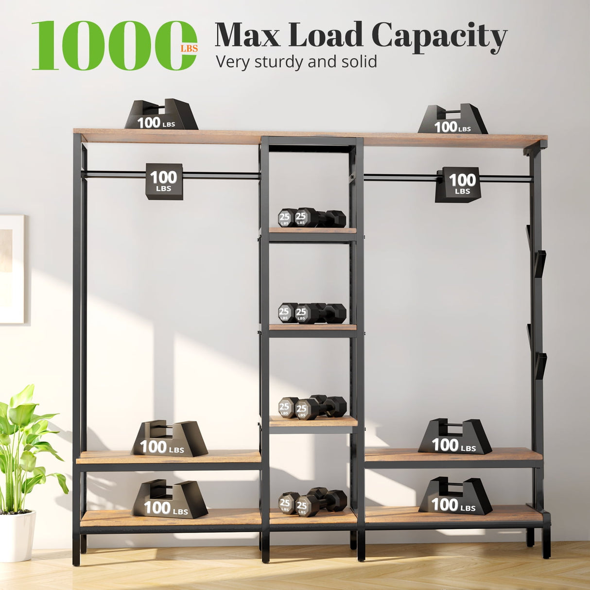 HOKEEPER XL Freestanding Closet Organizer with Coat Rack