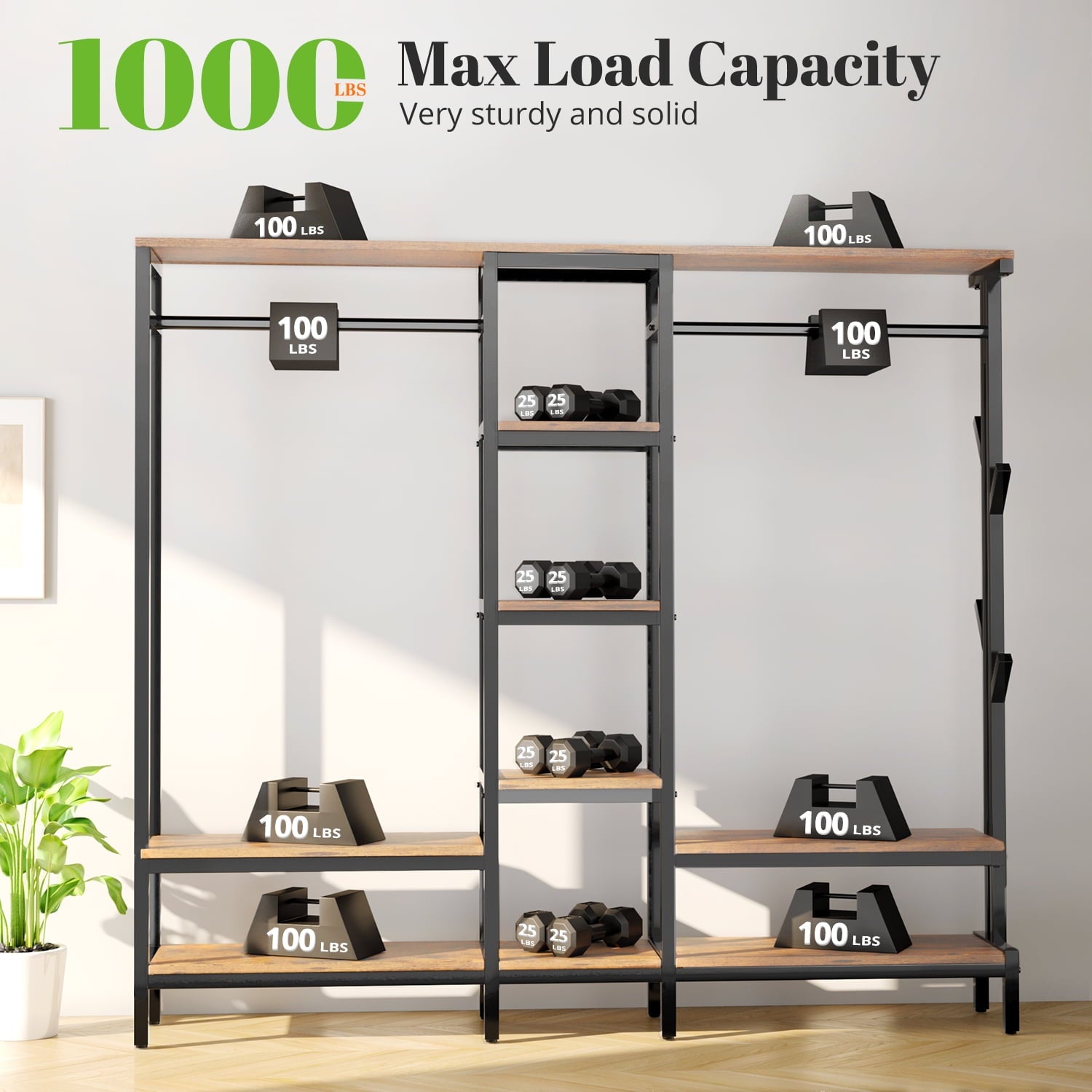 HOKEEPER XL Freestanding Closet Organizer with Coat Rack
