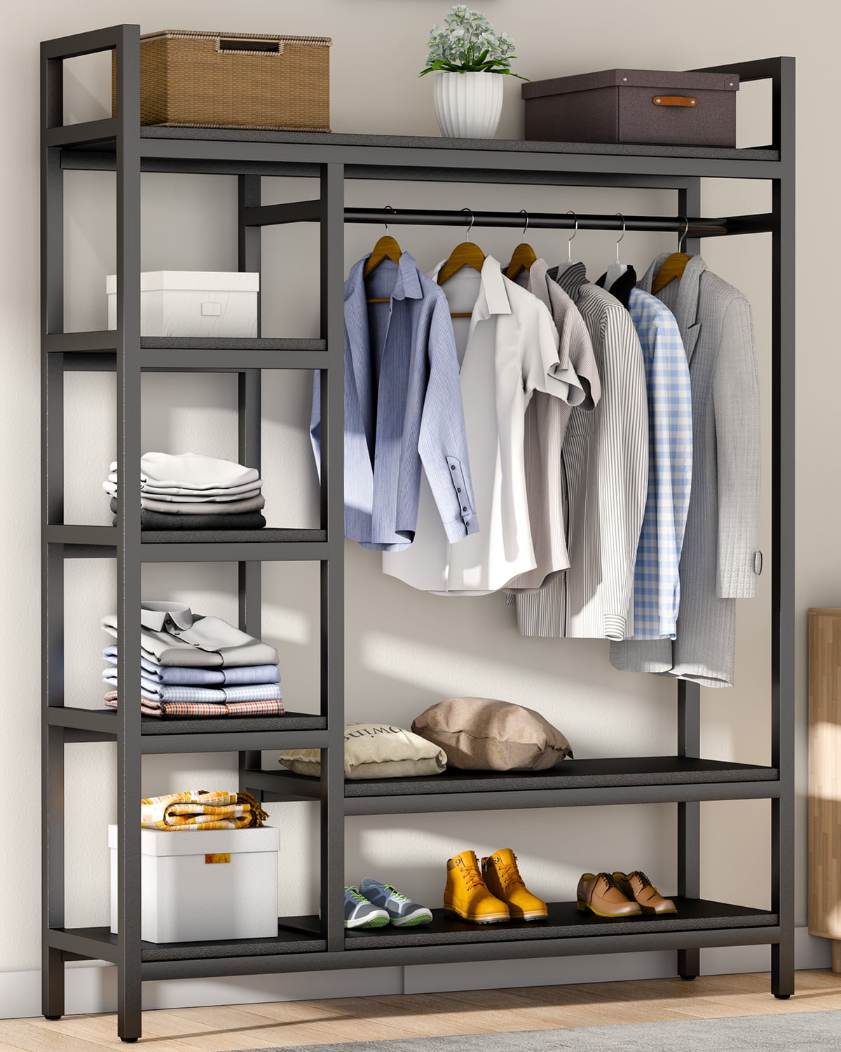 HOKEEPER 600LBS Heavy Duty Clothing Rack with Shelves
