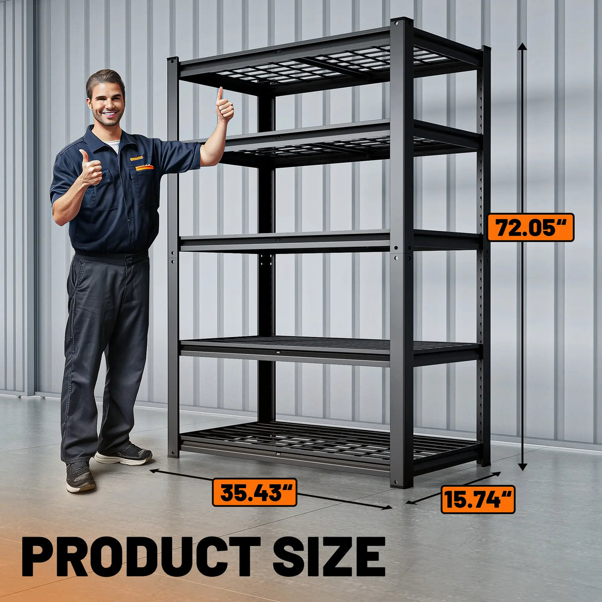 HOKEEPER 3100LBS Heavy Duty Metal Storage Shelves-35.43"W x 15.74"D x 72.05"H