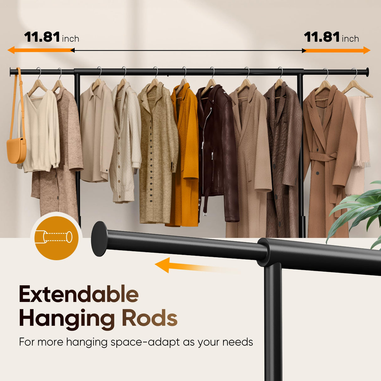 HOKEEPER 500LBS Wooden Garment Rack with Shelves - Black
