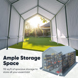 Quictent Portable Storage Shed with Roll-Up Mesh Windows - Dark Gray