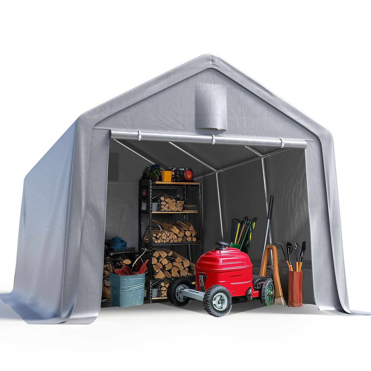 Quictent Storage Shed with Roll-Up Windows - Silver Gray