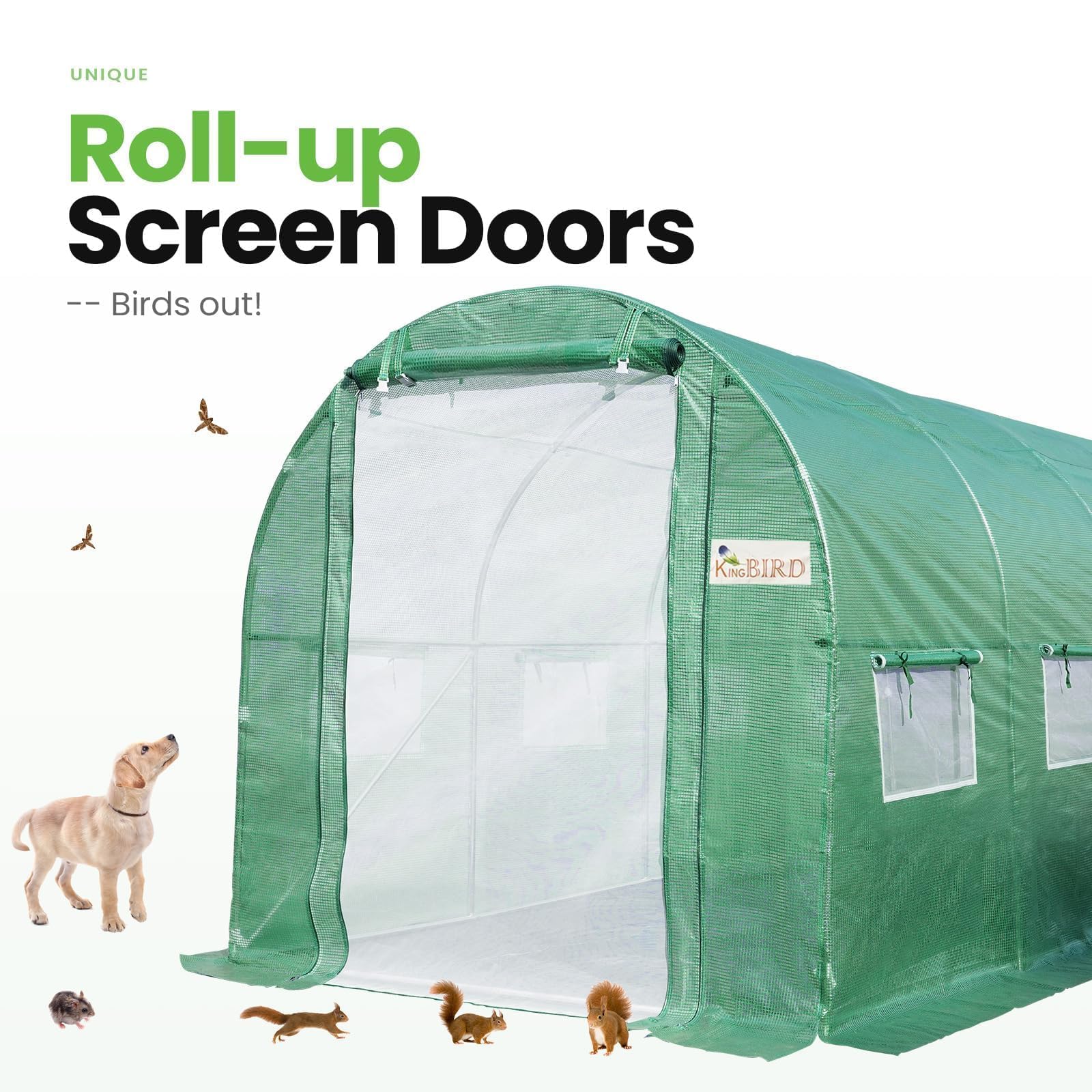 KING BIRD 10'x6.6'x6.6' Walk-in Greenhouse with Vent - Green