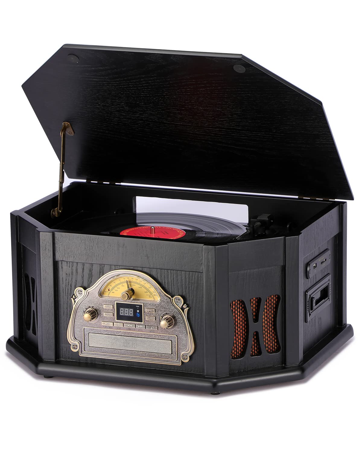 ORCC 10-in-1 Bluetooth Nostalgic Turntable Record Player-Mahogany