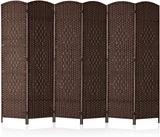 Corelax 6ft Diamond Woven Room Divider (6-Panel) - Brown