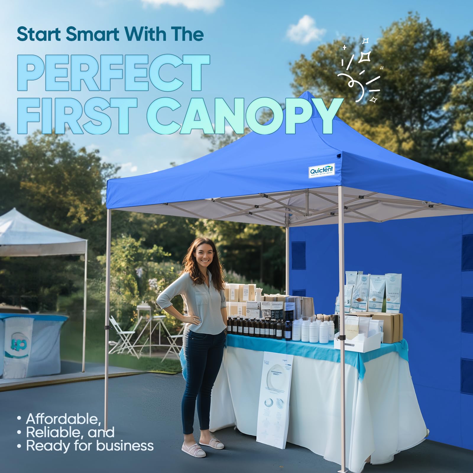 Quictent 10'x10' Commercial Instant Pop-Up Canopy with Wheeled Bag-Blue