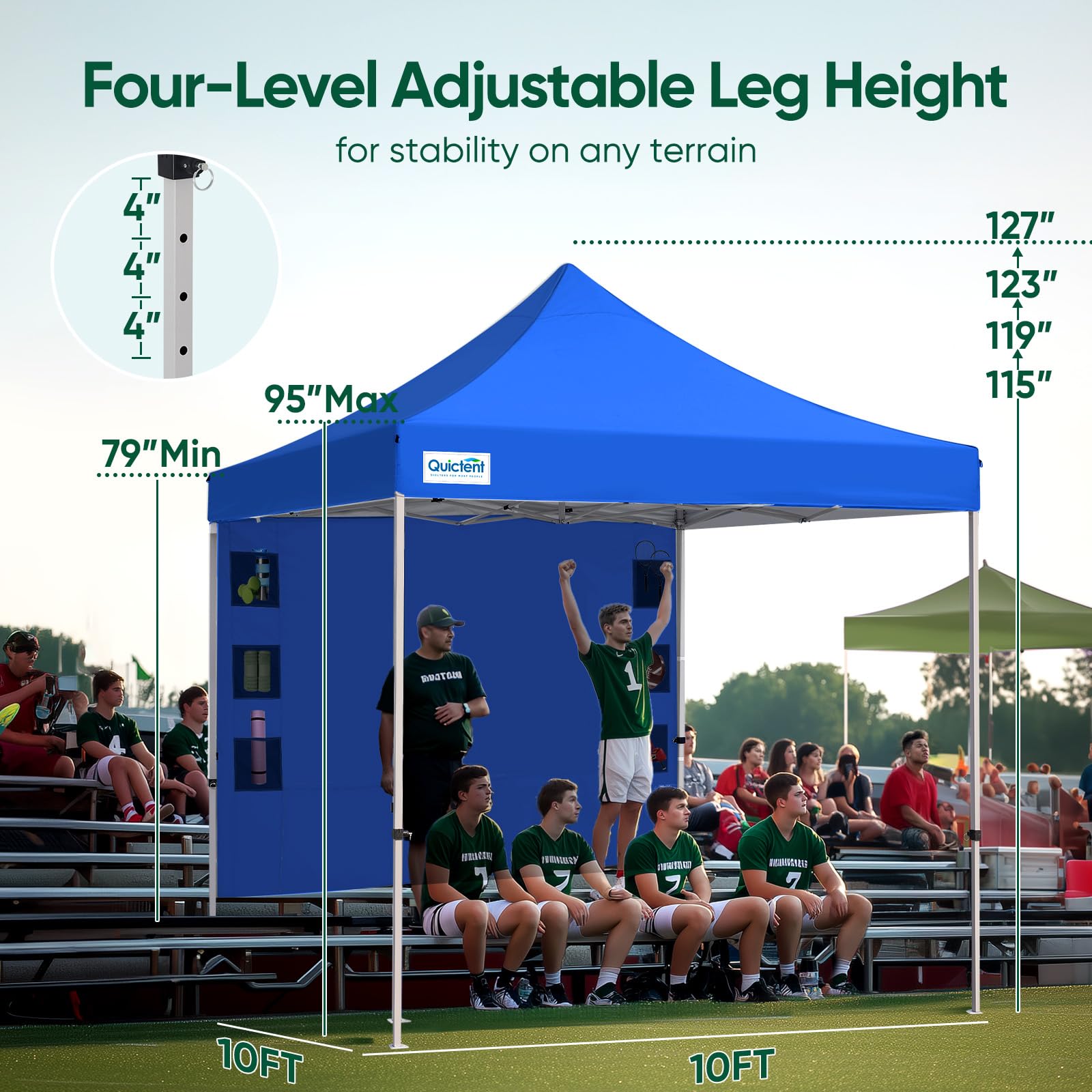 Quictent 10'x10' Commercial Instant Pop-Up Canopy with Wheeled Bag-Blue