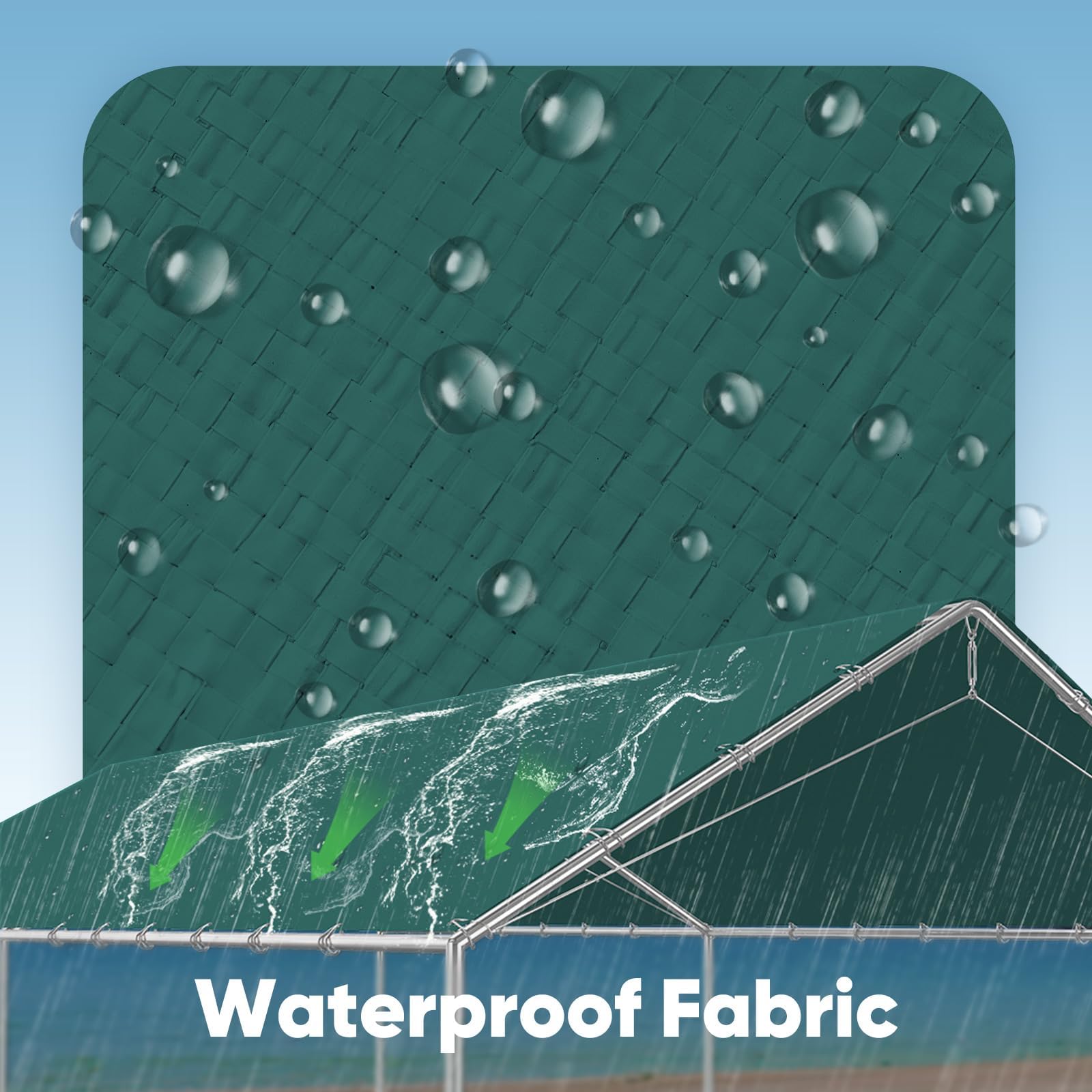 Quictent 10'x20' Carport Replacement Cover with Bungees - Green