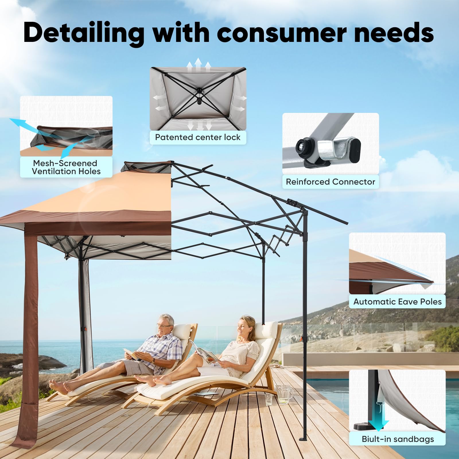 Quictent 10'x10' Outdoor Canopy Tent with SPF50+ Sun Protection